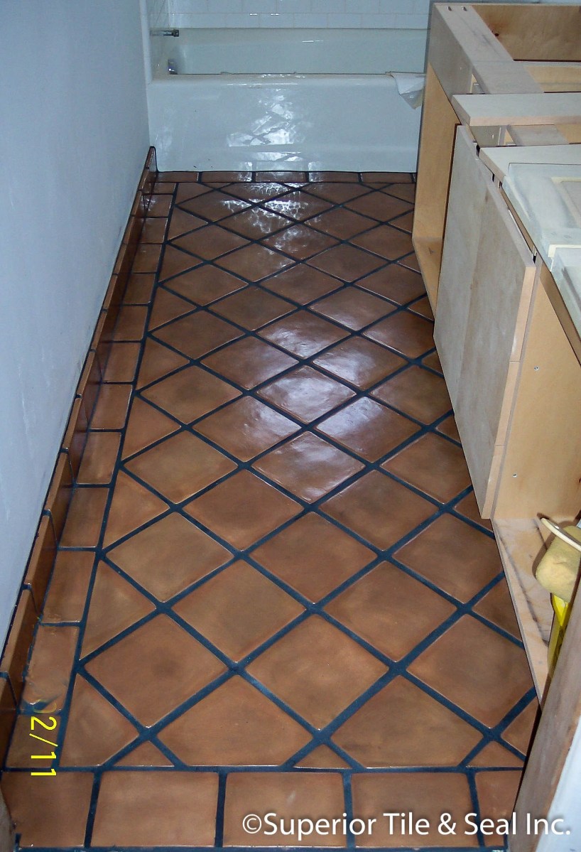 Terracotta tile bathroom floor in los angeleshigh gloss finish