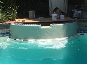 Jacuzzi negative front with a waterproof membrane